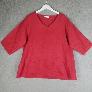 Bryn Walker Linen Blouse Women's Small Pink Oversized Lagenlook Beach Travel